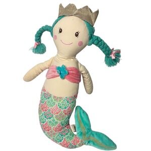 Mermaid Doll Pink Floral Tail Gold Crown Baby Girl Nursery Shower Gift Nautical